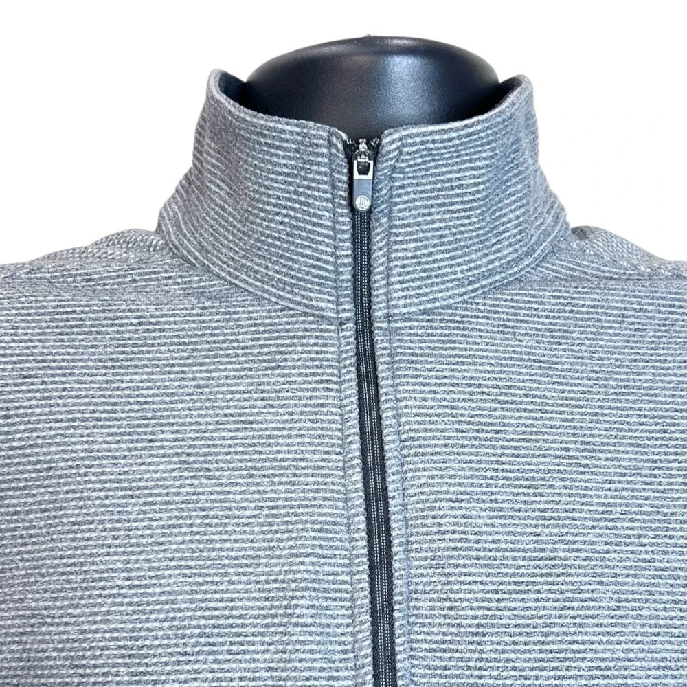 Lands' End Men's M Quarter Zip Pullover‎ Gray Black Textured Fleece